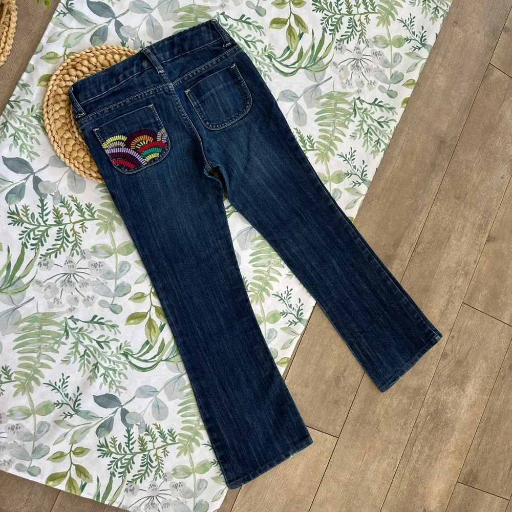 Old Navy Navy Boot-Cut Jeans with Multicolor Embroidery